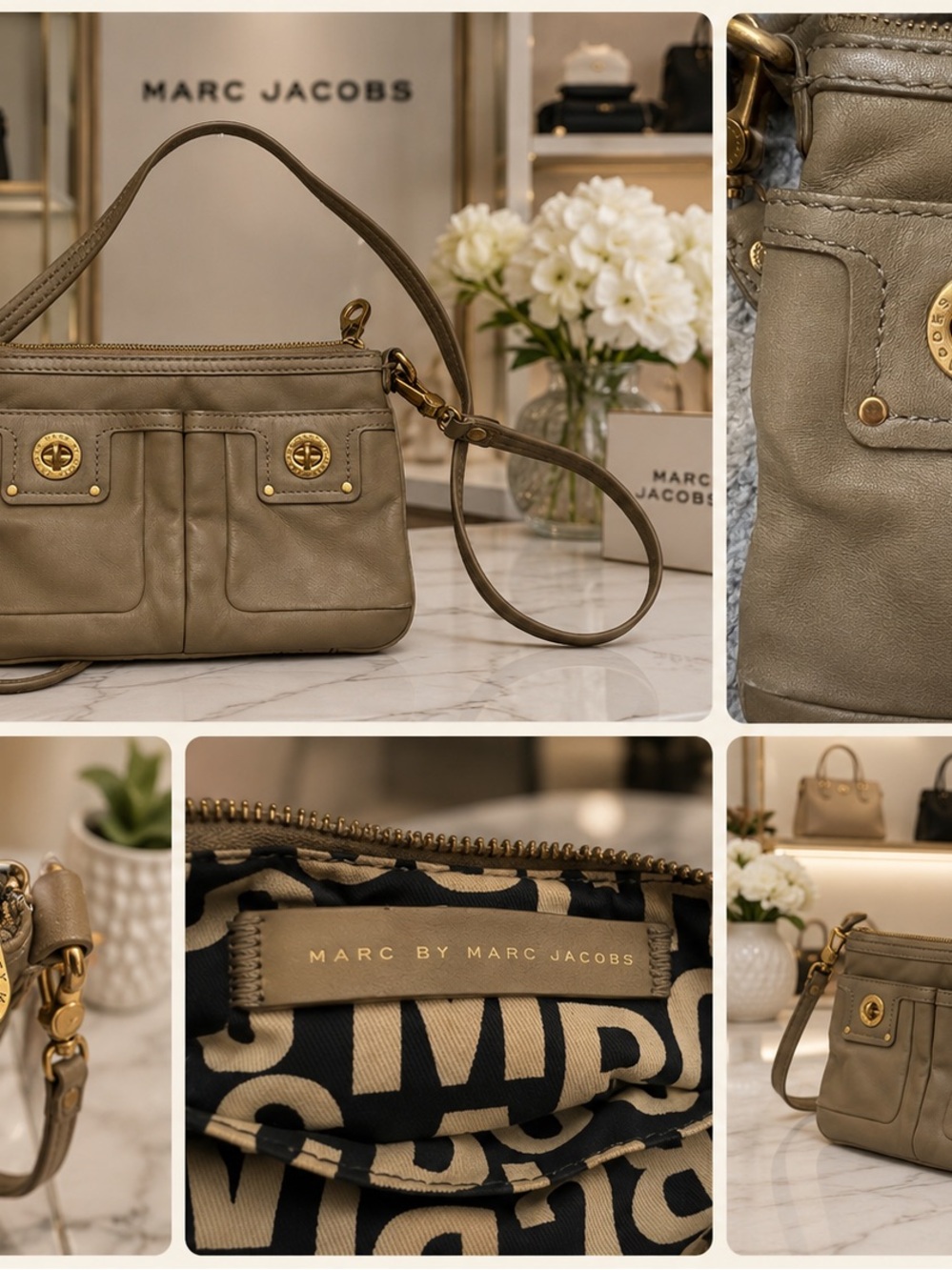 Marc by Marc Jacobs Olive Green Leather Wristlet Crossbody